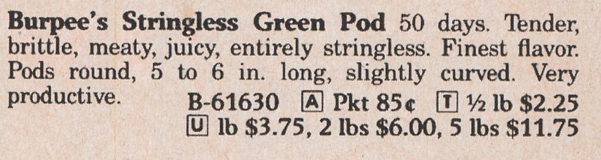 Burpee's Stringless green pod-1986